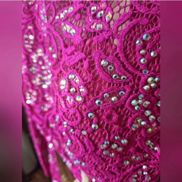 LA FEMME FUSHIA PINK 2PC PROM DRESS SIZE 6 - Picture 5 of 8